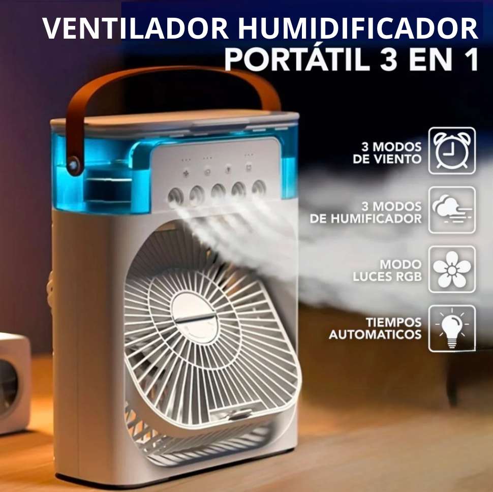 Ventilador Humidificador Portátil 3 en 1