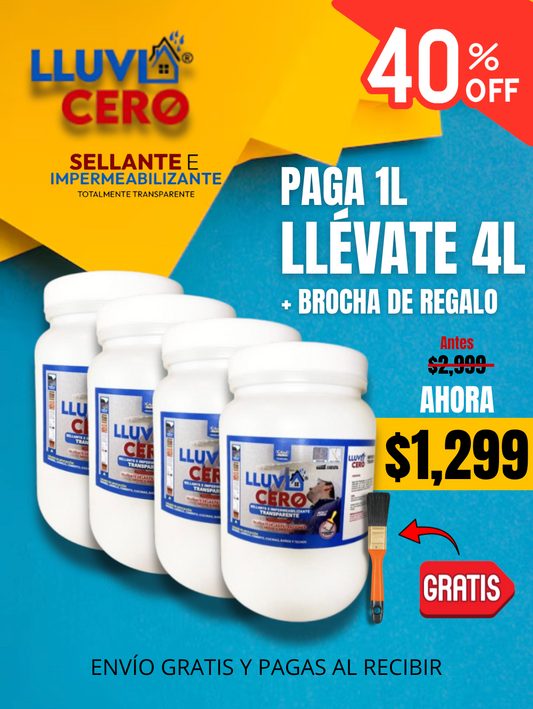 Lluvia Cero Impermeabilizante 4 litros + brocha
