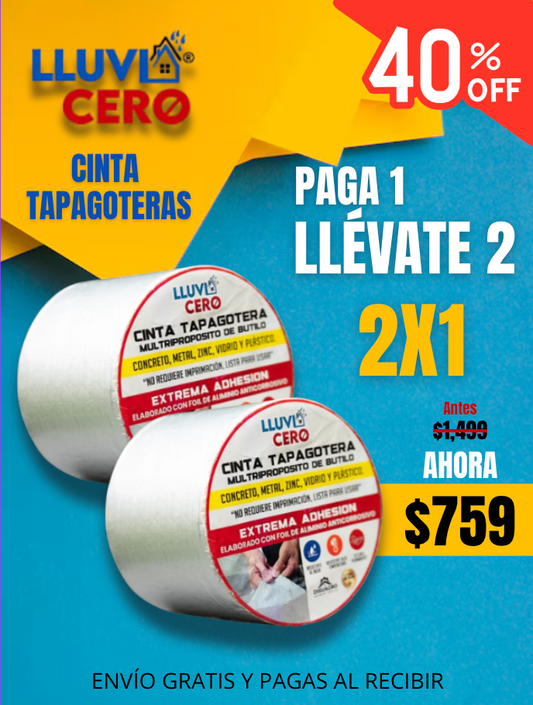 Cinta Tapagoteras Lluvia Cero 5 metros 2X1